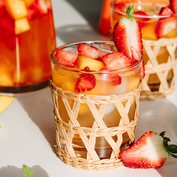 Refreshing tropical sangria with fruits