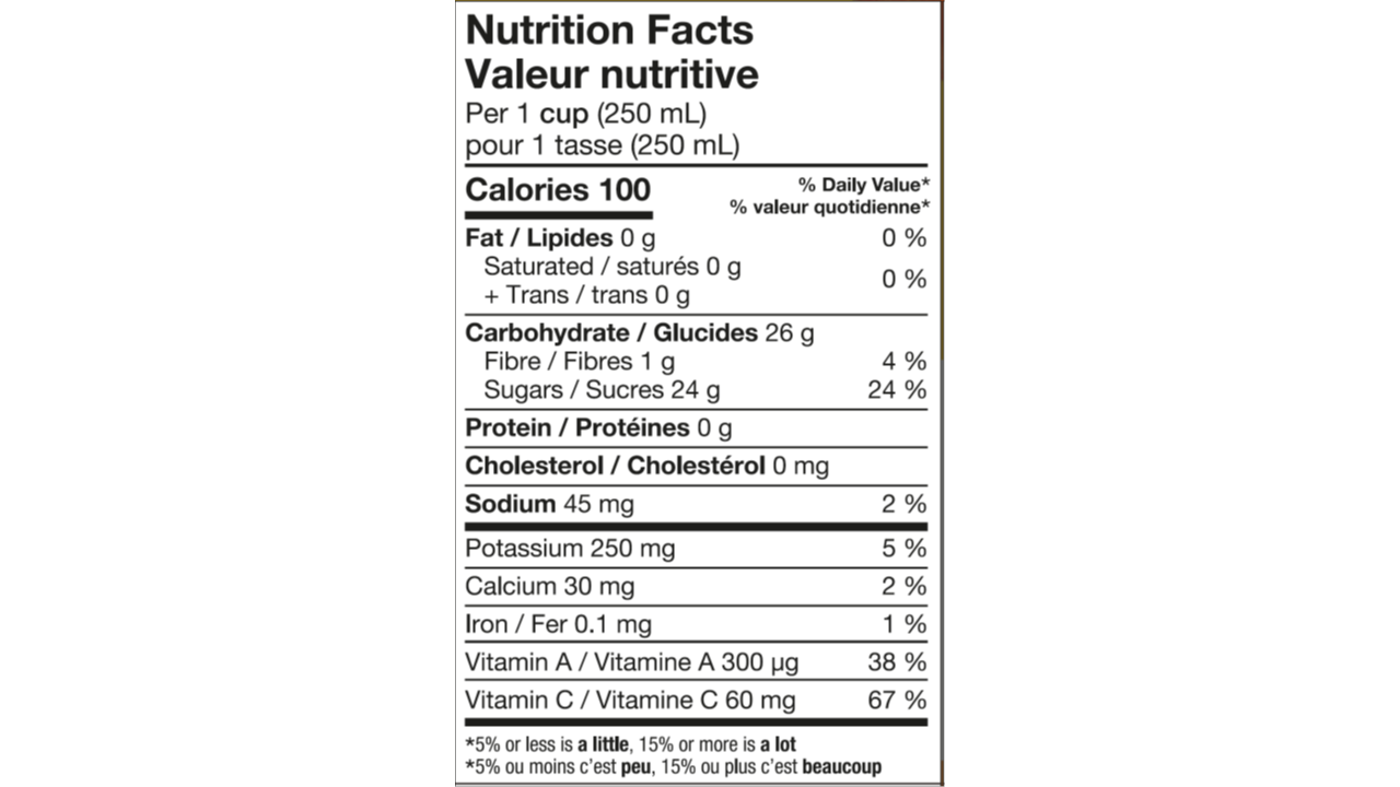 Informations nutritionnelles