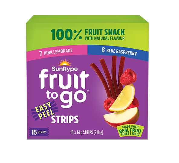 SunRype Fruit to Go VARIETY PACK (BLUE RASPBERRY/PINK LEMONADE) Carton 15 x 14g