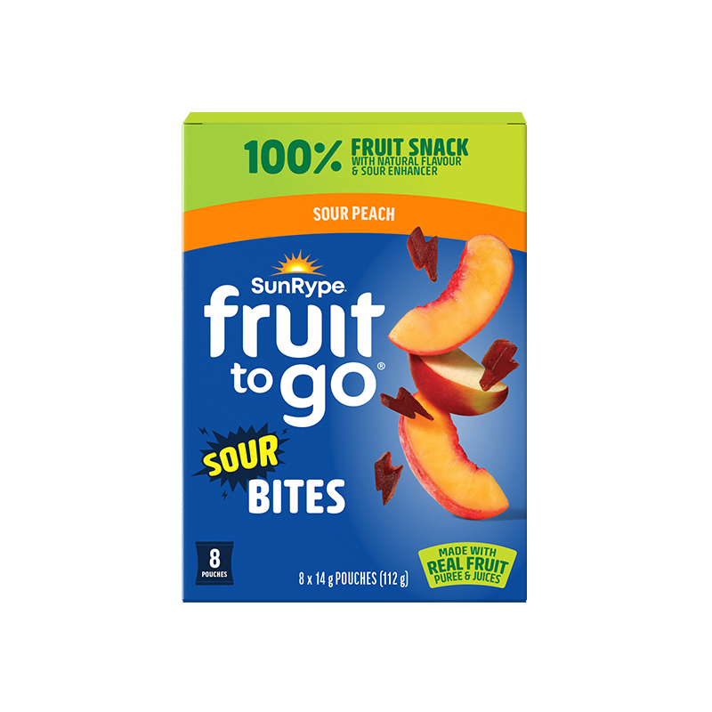 SunRype Fruit to Go SOUR PEACH BITES Carton 8 X 14g