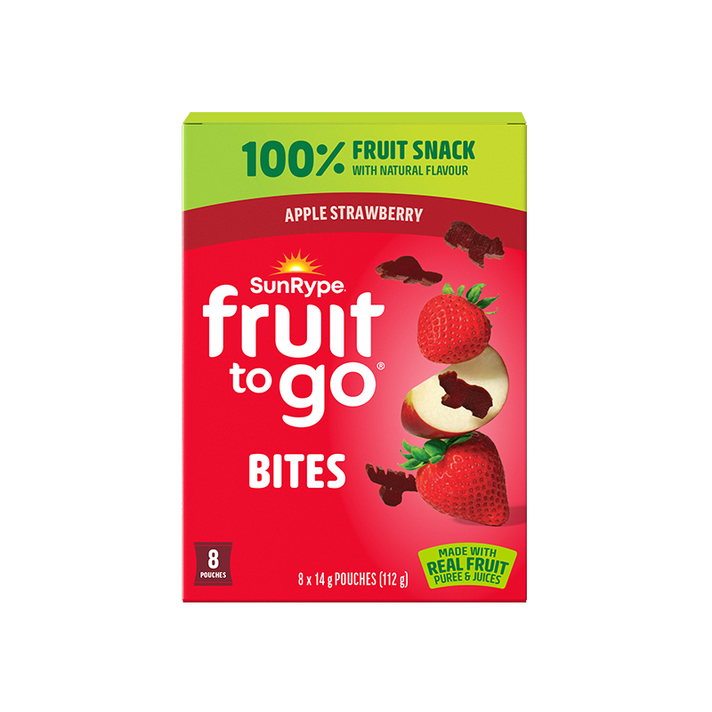 SunRype Fruit to Go APPLE STRAWBERRY BITES Carton 8 X 14g