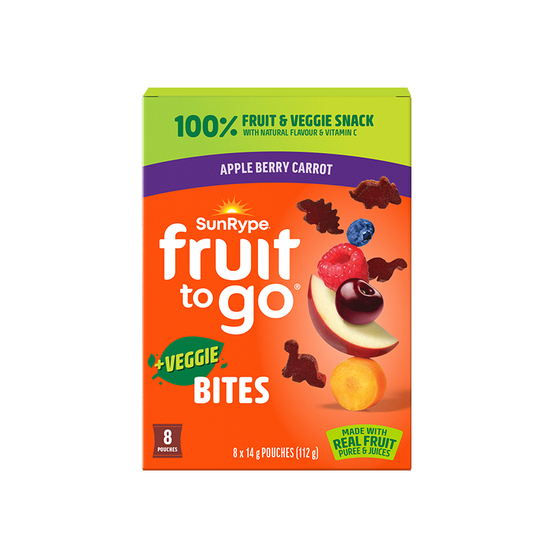 SunRype Fruit to Go APPLE BERRY CARROT BITES Carton 8 X 14g