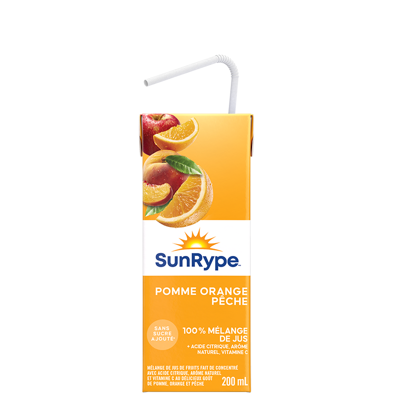 SunRype 100% jus POMME ORANGE PÊCHE Tetra 200mL