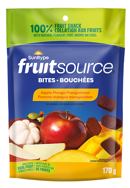 SunRype Fruitsource POMME MANGUE MANGOUSTAN Printed Film 170g