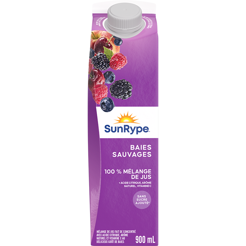 SunRype 100% jus BAIES SAUVAGES Gable Elopak 900mL