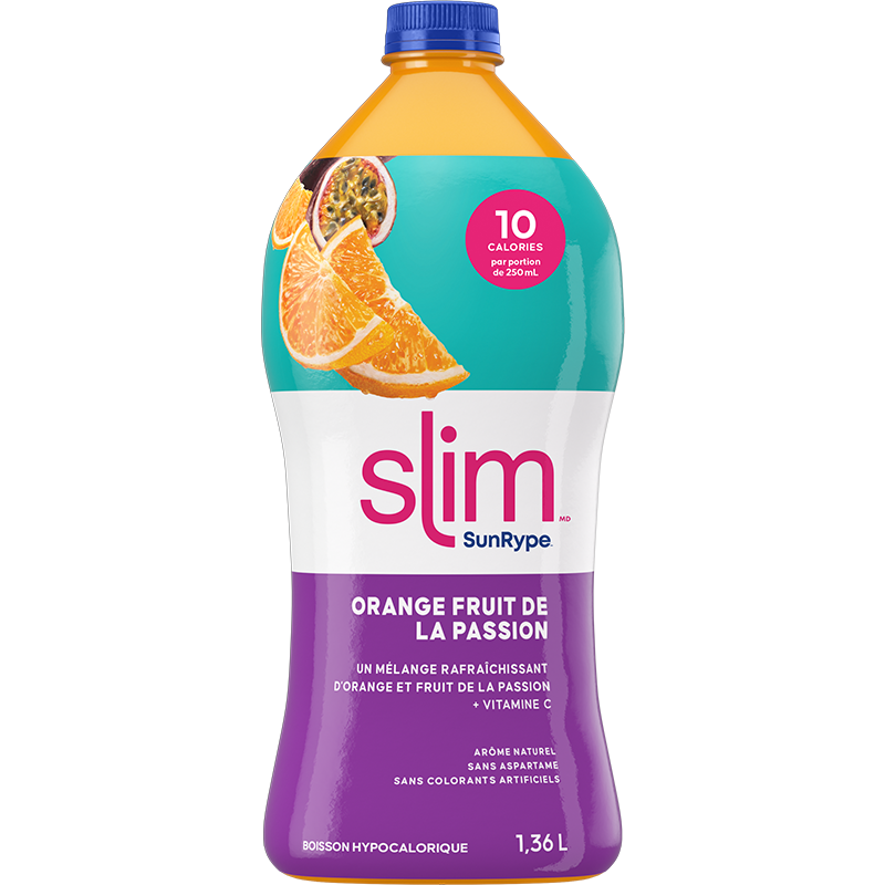 SunRype Slim ORANGE FRUIT DE LA PASSION Plastique PET 1.36L