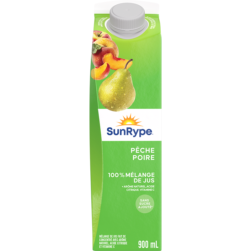 SunRype 100% jus PÊCHE POIRE Gable Elopak 900mL