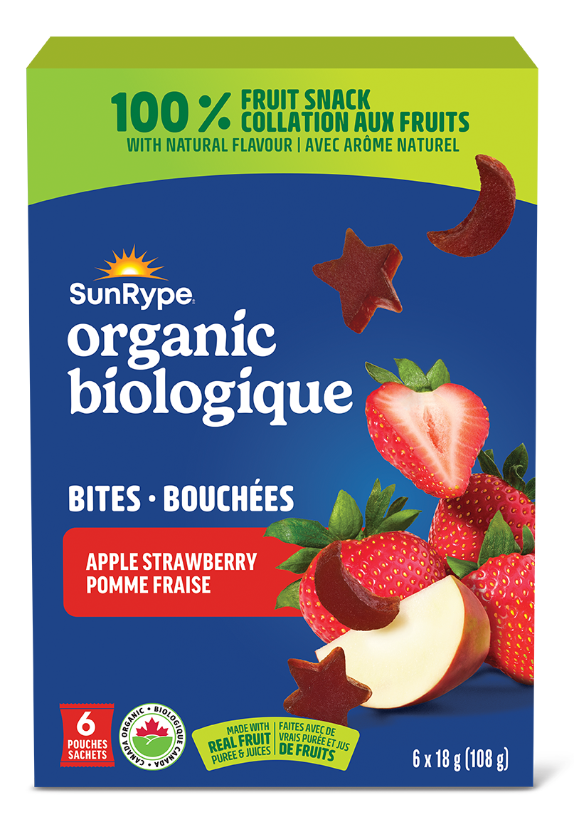 SunRype Biologique POMME FRAISE Carton 6 x 18g