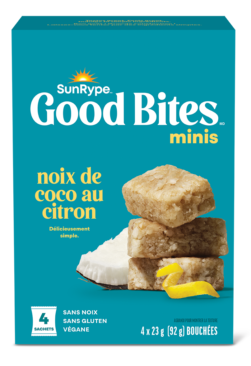 SunRype Good Bites NOIX DE COCO AU CITRON Carton 4 X 23g