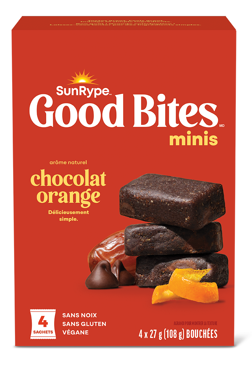 SunRype Good Bites CHOCOLAT ORANGE Carton 4 X 27g