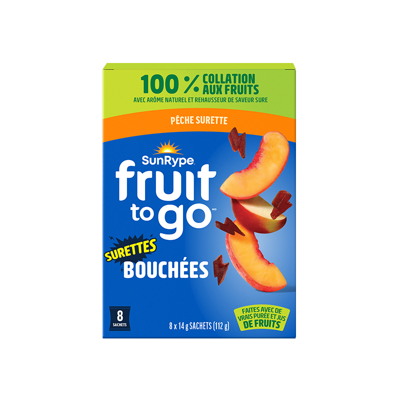 SunRype Fruit to Go BOUCHÉES PÊCHE SURETTE Carton 8 X 14g