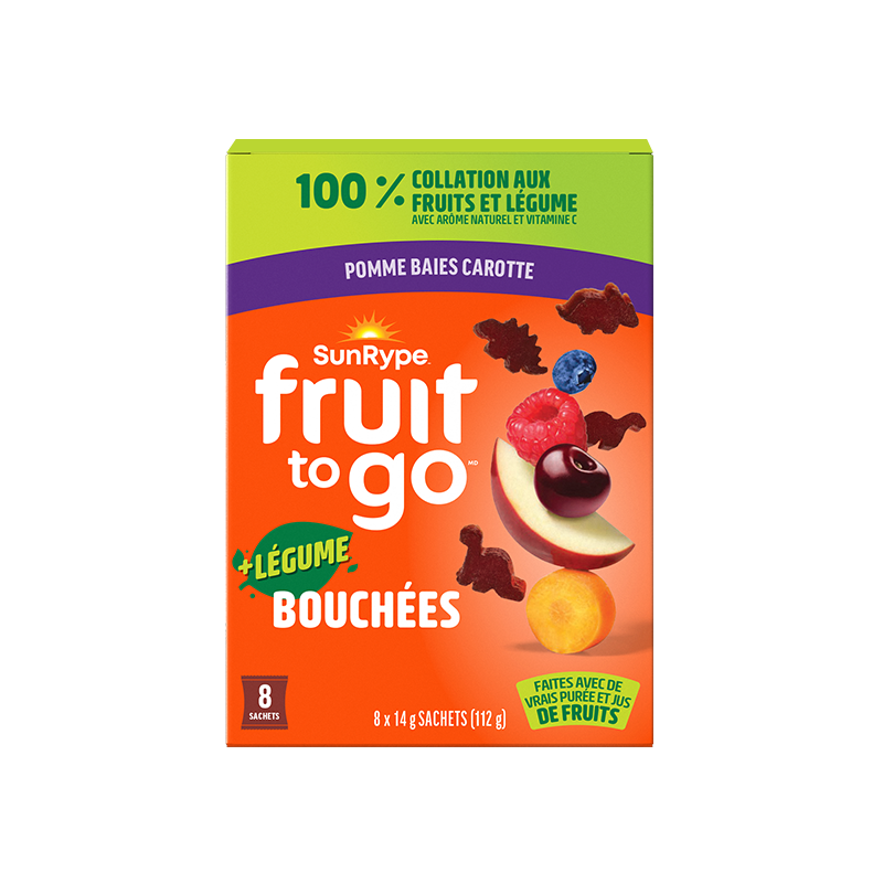 SunRype Fruit to Go BOUCHÉES POMME BAIES CAROTTE Carton 8 X 14g